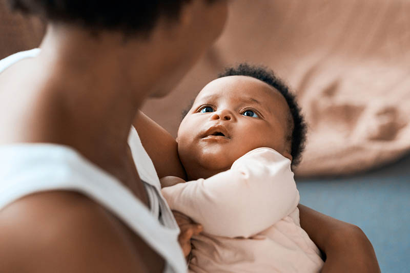 Mother holding baby